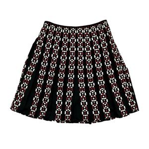 NWT Womens size 8 Ann Taylor pleated,embroidered, knee length multi color skirt.